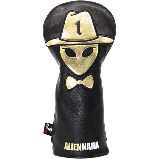 Golf Club Head Cover Golf Wood Cover Set Golf Driver Cover Fairway Wood, Utility, Hybrid Head Cover Aliennana Made of High Quality Leather for Women Men's Black Gold Stylish