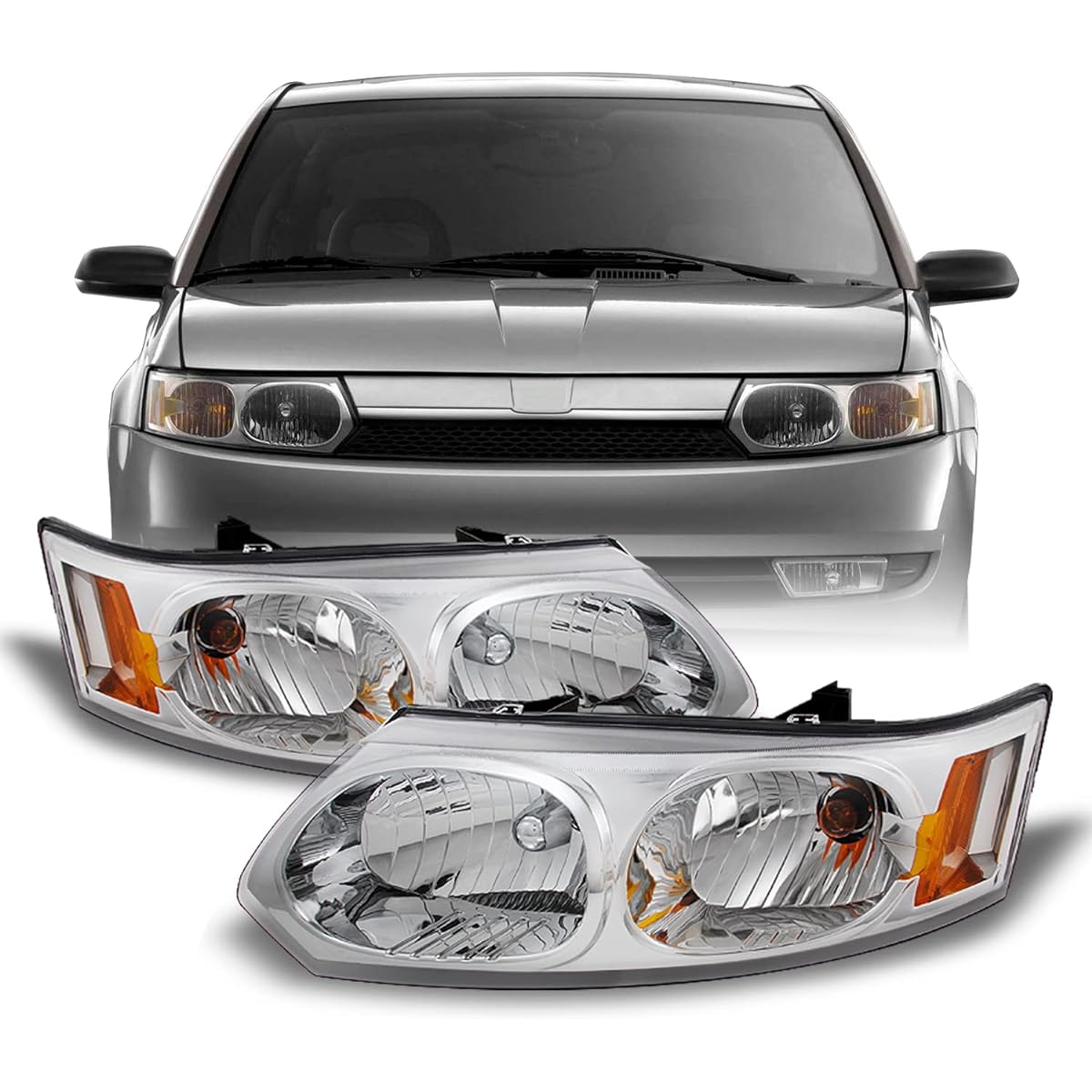 SATURN ION 4 Clear headlight headlamp for door sedan, driver left+passenger seat replacement