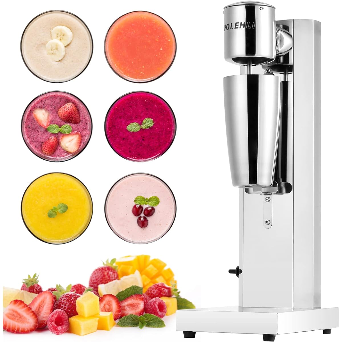 Spolehli Shake Maker Electric 18000 rpm/min 800ml Stainless Steel Milk Tea/Milkshake/Fruit Tea/Frothing/Smoothie Milk Tea Specialty Store/Restaurant/Internet Cafe/Coffee Shop Home/Business Use Japanese Instruction Manual Included (800ml)