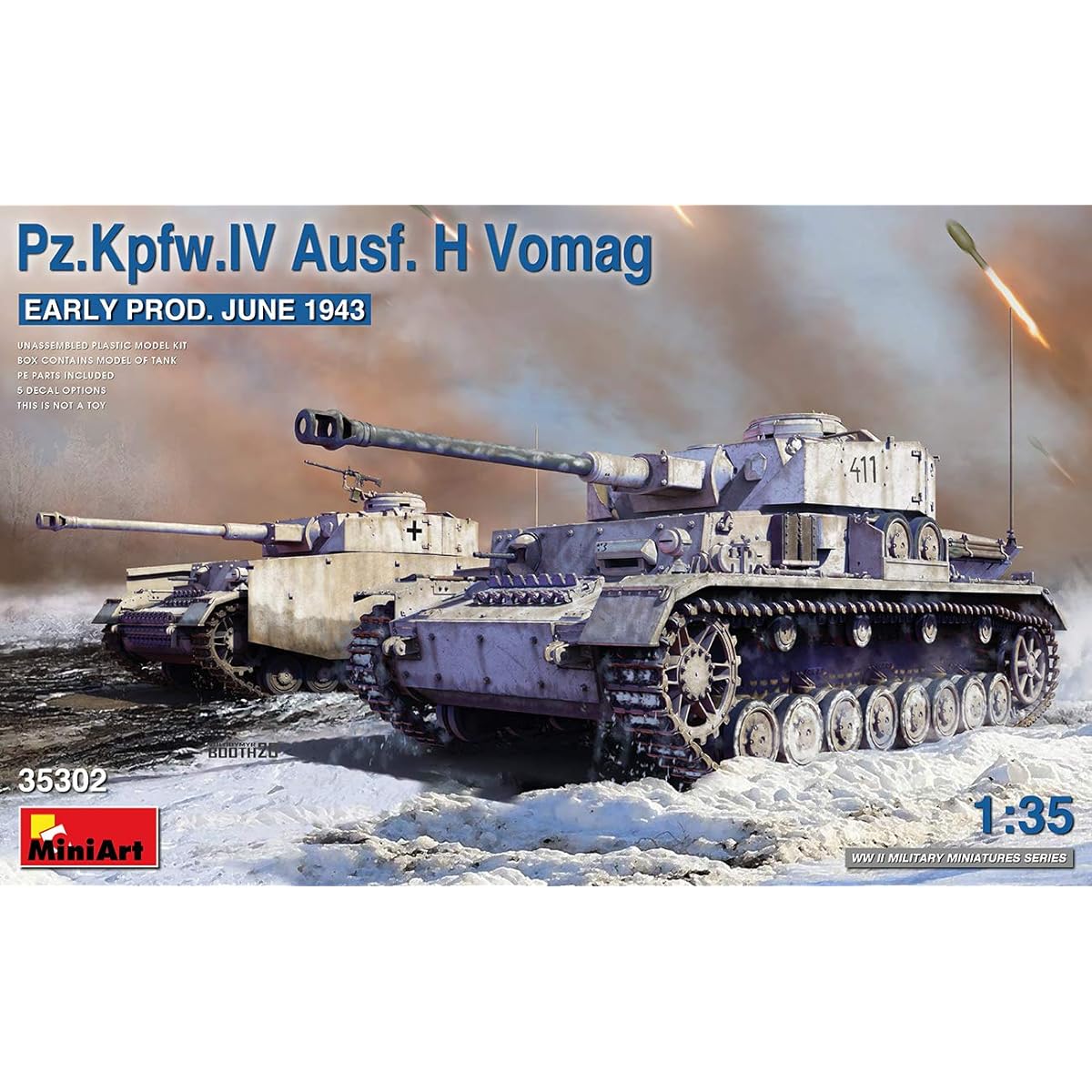 Miniart 1/35 German Army No. 4 Tank H Type Vomag Factory Early Model June 1943 Plastic Model MA35302