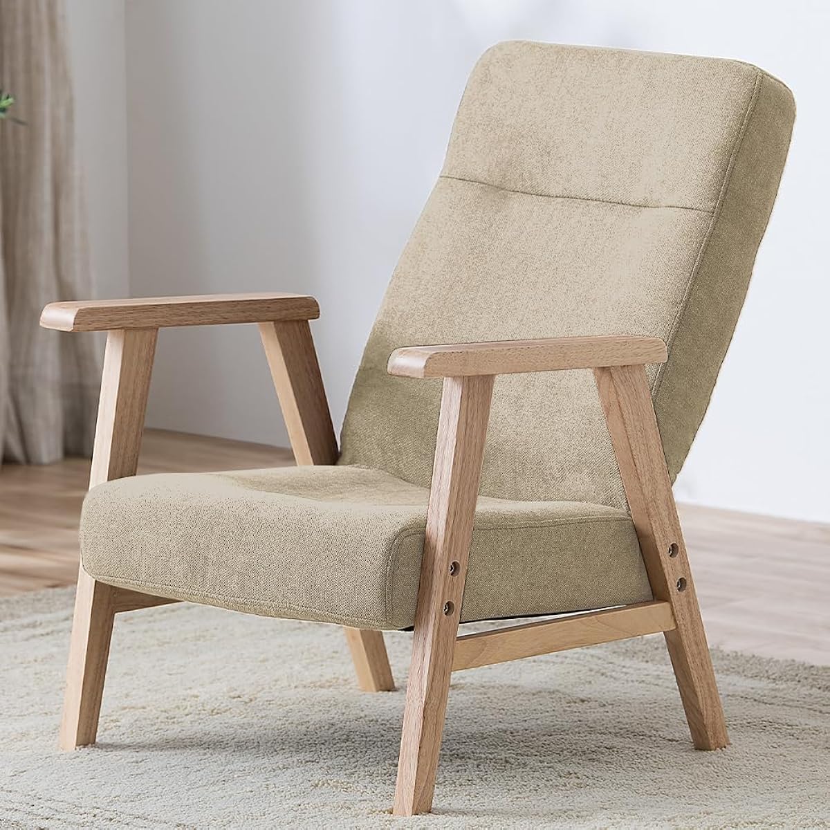 IRIS PLAZA Wood Armchair Ivory M Size WACN-M