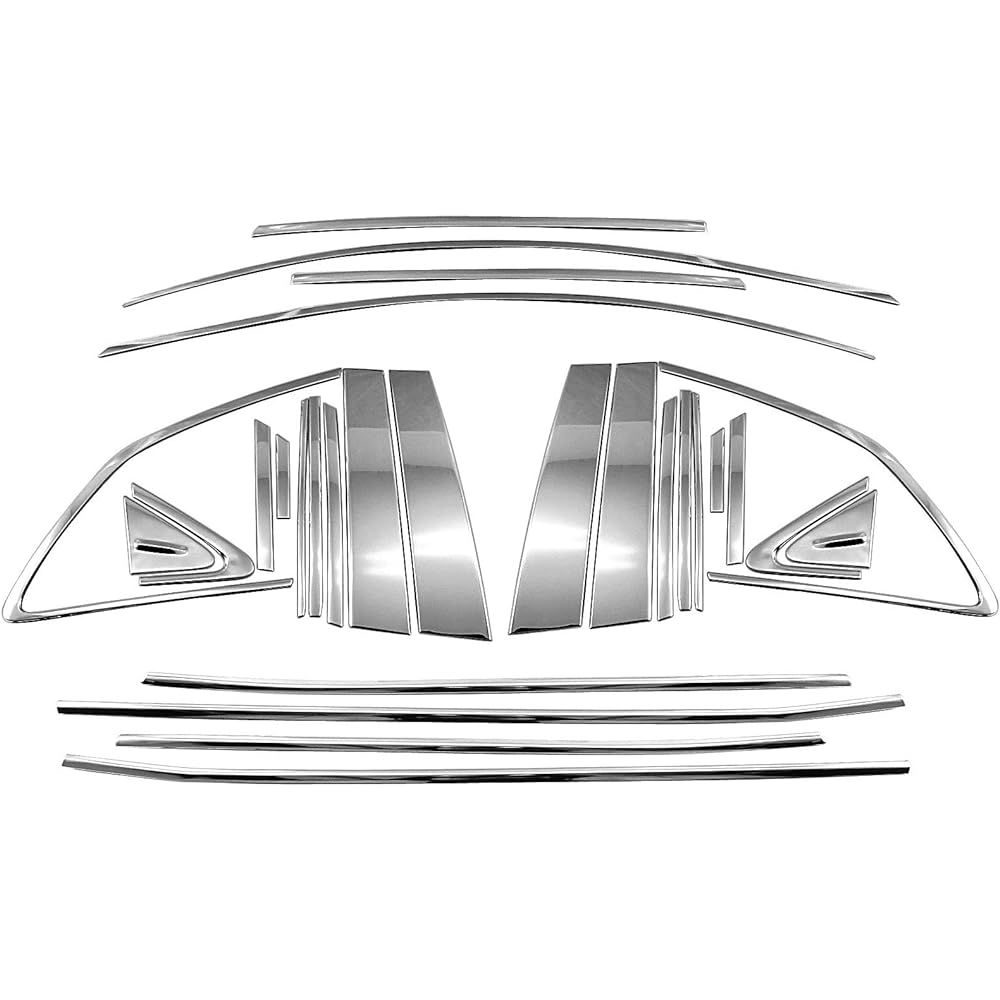 BRIGHTZ Corolla Touring 10 12 17 210 211 212 214 215 219 Super Mirror Stainless Plated Pillar Upper Window Set 28PC [WIN-SET-036] MZEA12W MZEA17W NRE210W ZWE211W ZRE212W ZWE214W ZWE215W ZWE219W Corolla Touring 436 85