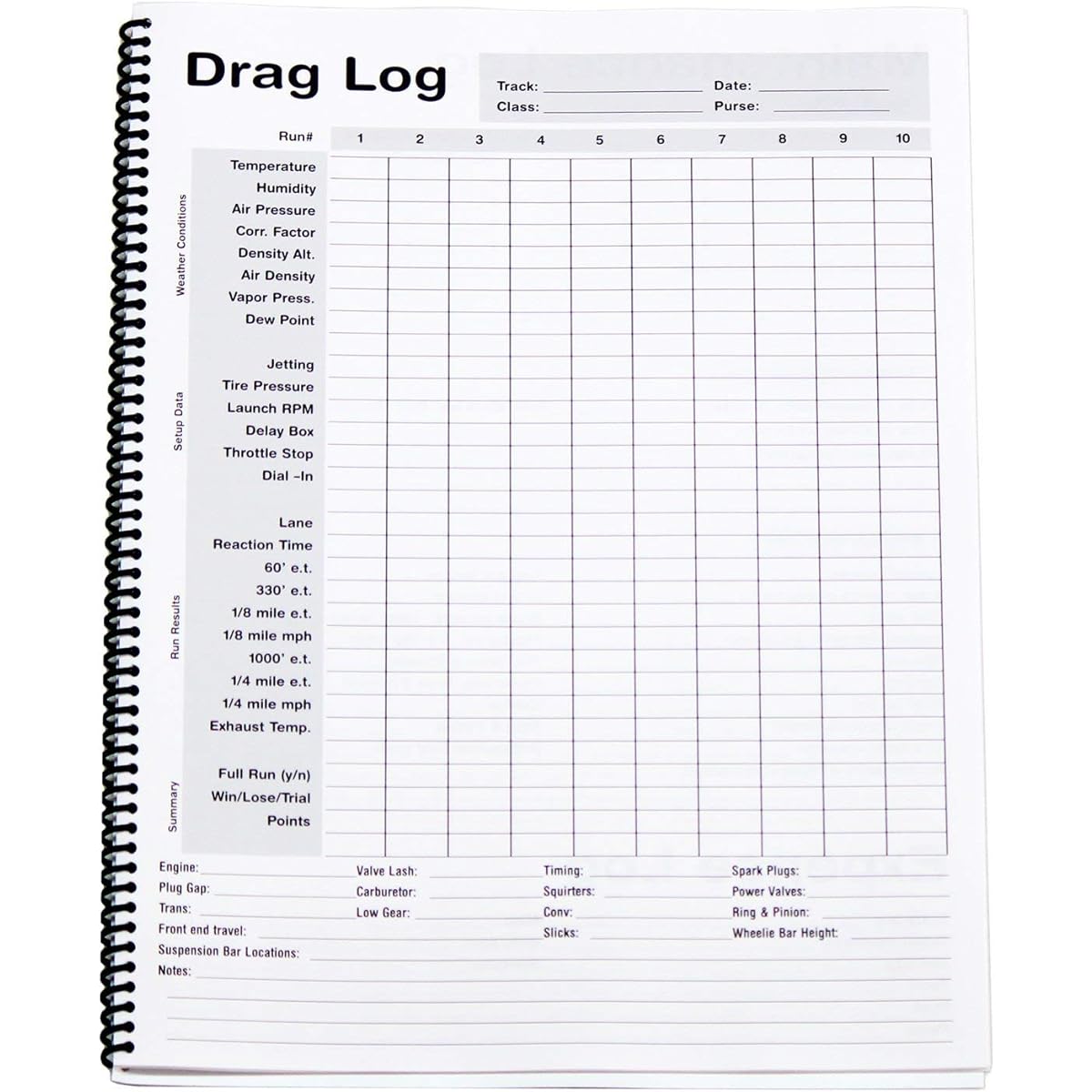 Computech 3035 Drug Race Logbook
