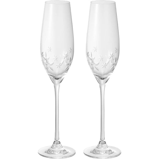 NARUMI Pair Champagne Glass Glass Works Star Flower Clear 210cc 2-Person Set GW4156-63392A
