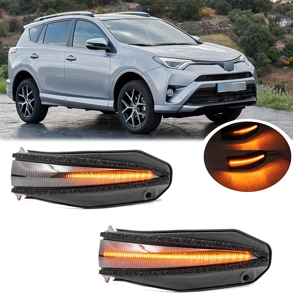 Smoked Lens Amber Sequential Flashing Full LED Dynamic Side Mirror Turn Signal Indicator Turn Signal Light 2 Pieces for Toyota 4Runner 2014-2021