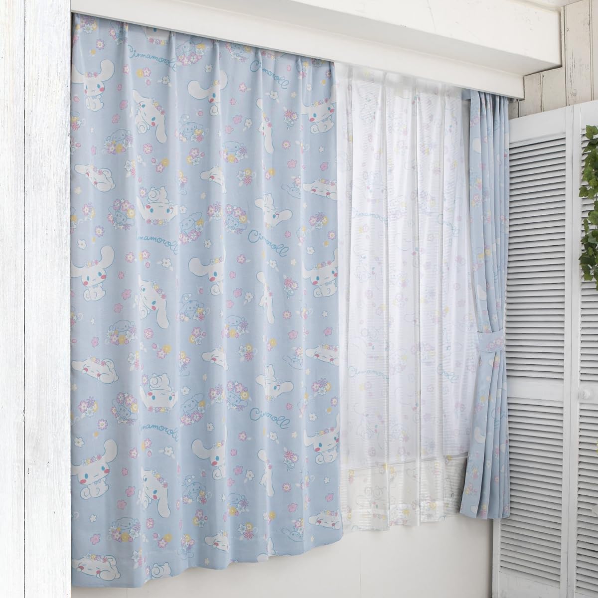 Sanrio Cinnamoroll Cinnamon Grade 2 Blackout Heat Shielding Curtain Lace Set of 4 Width 100 x 200cm Length Sanrio Washable Cute Girl Character SB-601-S/SB-602-S