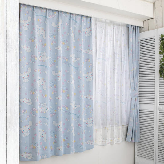 Sanrio Cinnamoroll Cinnamon Grade 2 Blackout Heat Shielding Curtain Lace Set of 4 Width 100 x 200cm Length Sanrio Washable Cute Girl Character SB-601-S/SB-602-S