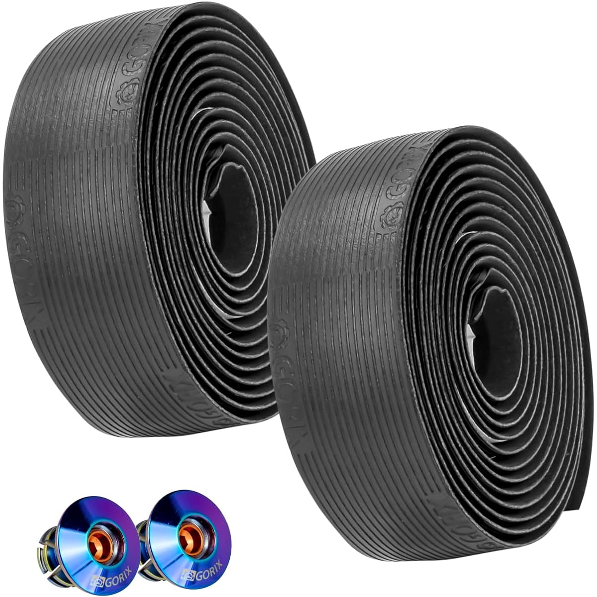 GORIX Bar Tape Road Bike Bicycle Black (G.STAY) Anti-Slip Grip Screw End Cap Oil Slick Stylish Custom Handlebar Tape