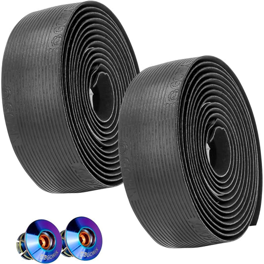 GORIX Bar Tape Road Bike Bicycle Black (G.STAY) Anti-Slip Grip Screw End Cap Oil Slick Stylish Custom Handlebar Tape