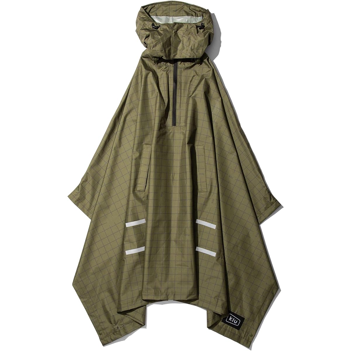 KiU [2024] KiU Bicycle Glowing Reflective Print Heavy Rain Compatible Storage Bag [VISIBLE GRID] Bicycle Poncho Type.A Visible Grid Khaki K203-246