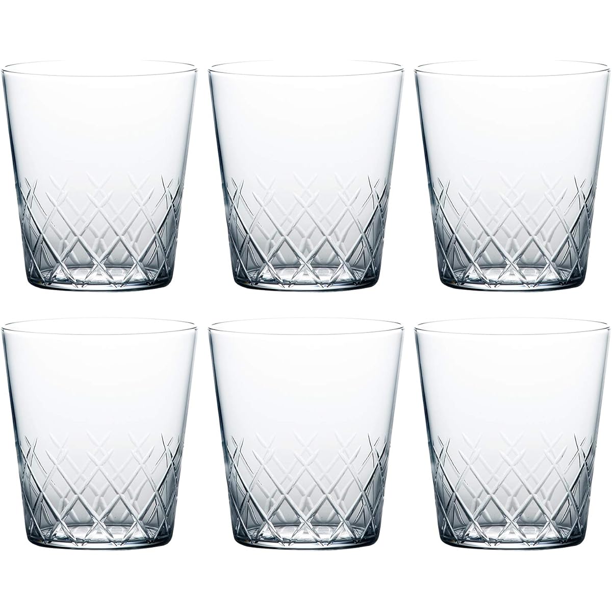 Toyo Sasaki Glass Rocks Glass, Thin Ice, Yarai Cut, 305ml, 6 pieces, Durable Tempered Glass, Whiskey Glass, Shochu Glass, Dishwasher Safe, Made in Japan, Unbreakable Cup, B-21109CS-C745
