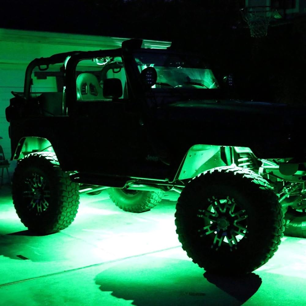 6 AMPPER LED lights, waterproof for car trucks waterproof Neon undergrain light ATV UTV SUV off -road board under body grail lig lamp (green)