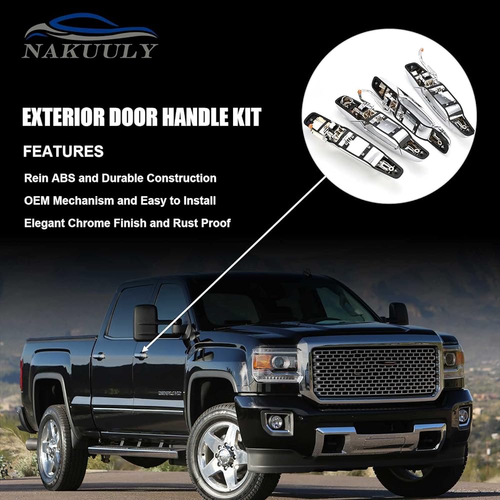 NAKUULY Exterior Chrome Door Handle 4 Pieces Frontor Driver & Suvarade Svolley Avarant Silvarard Subaru Sabarban GMC Sierra Ukon OE # 22738722 2273825820