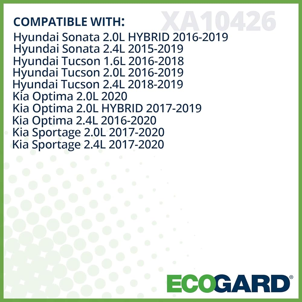 ECOGARD XA10426 Premium Engine Air Filter Hyundai Sonata 2.4L 2015-2019 Toson 2.0L 2016-2019 Toson 1.6L 2016-2018 Sonata 2.0L Hybrid 2016-2019