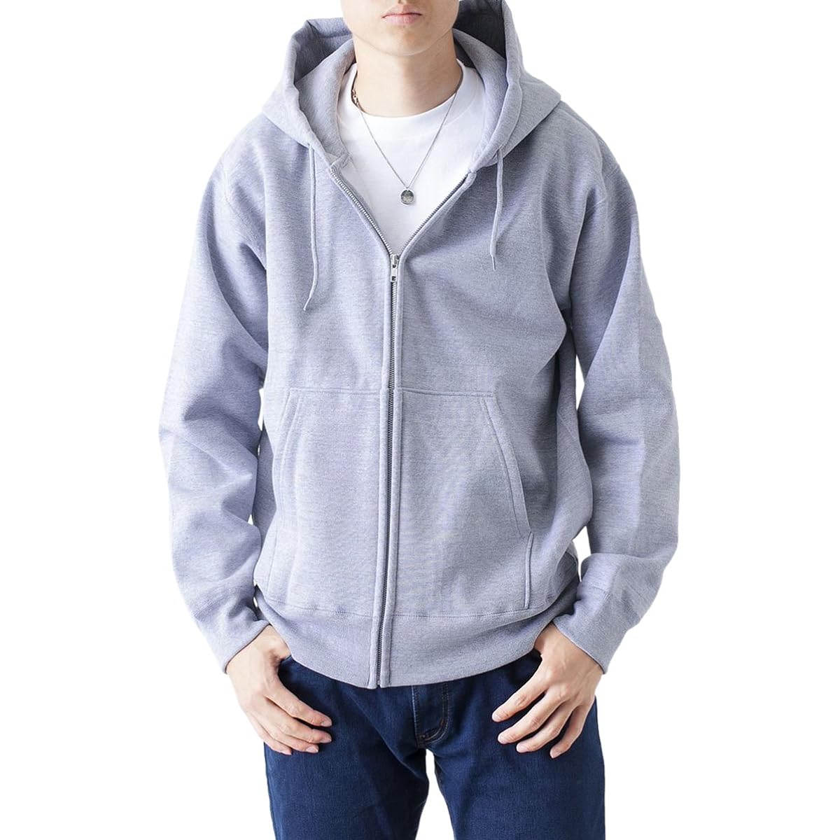 [T-Shirt Dot Esty] Hoodie Plain Thick Brushed Lining Zip Up Wild Zip 15.6oz Men's [S M L XL 2XL 3XL]