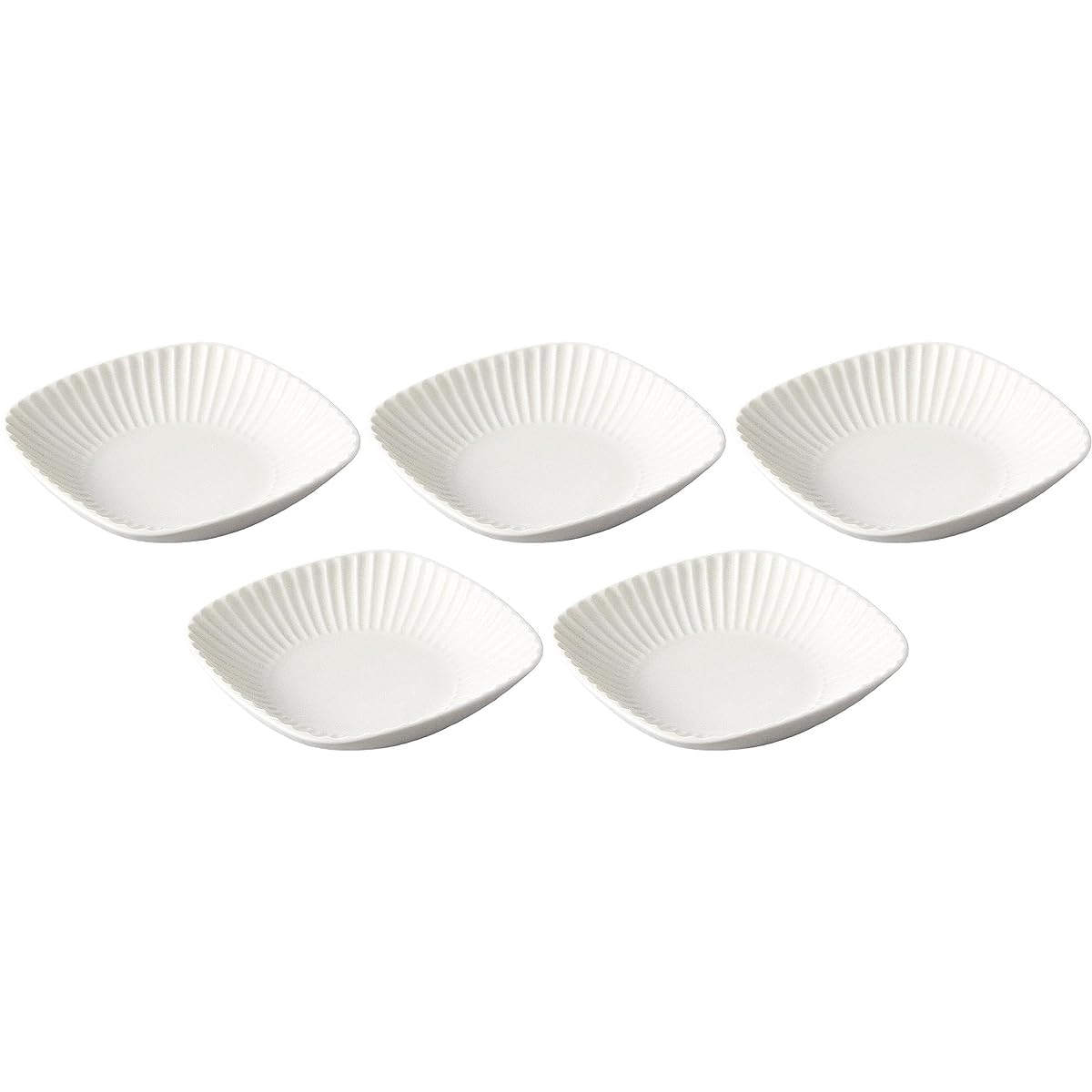 Set of 5 white sogi square bowl [19×19×4.2cm] [Square bowl]