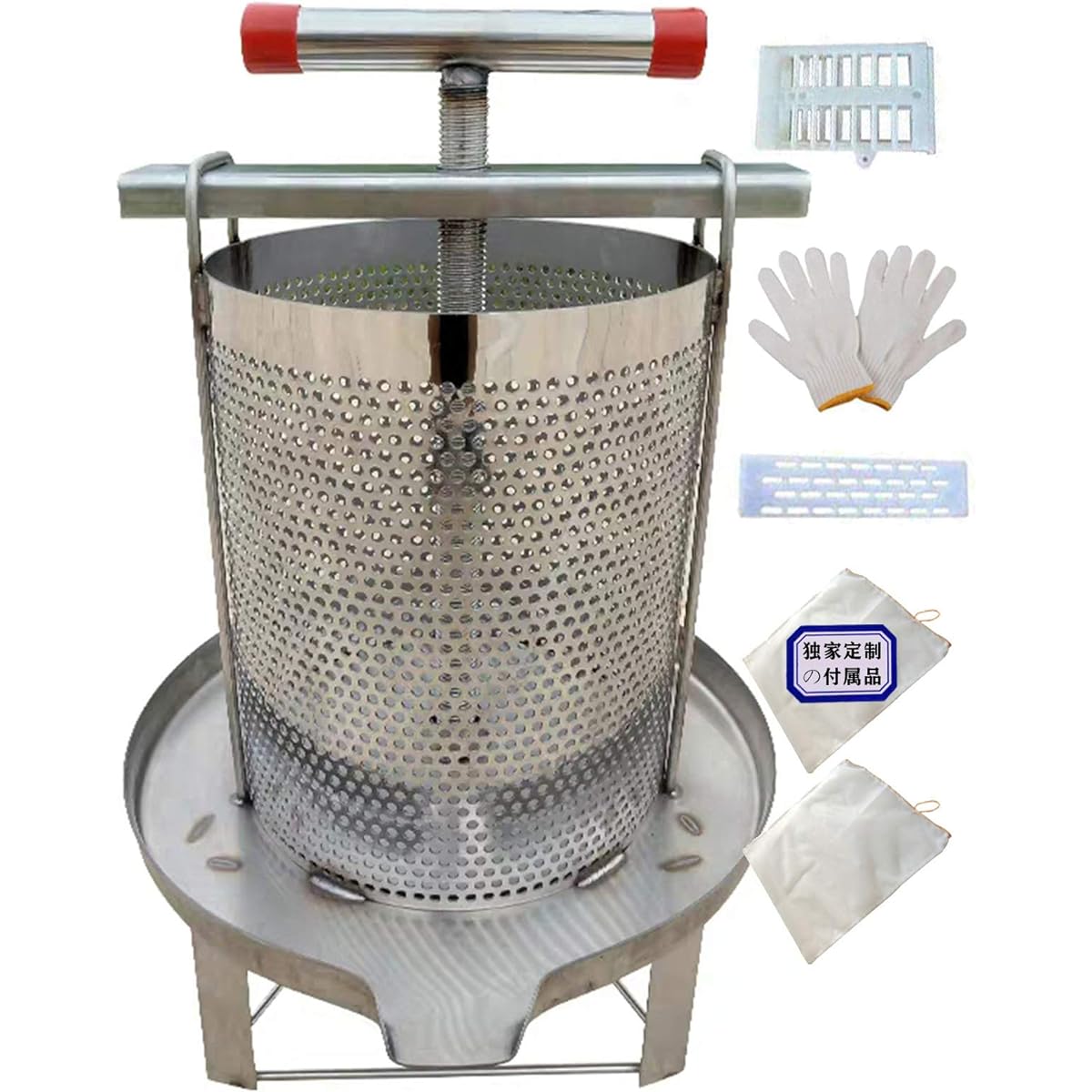 HCTOOL Honey Squeezer Honey Separator Honey Press Manual Stainless Steel Compression Wax Machine Wax Presser Honey Bee Honey Press Drum Beekeeping Equipment Beekeeping Farm