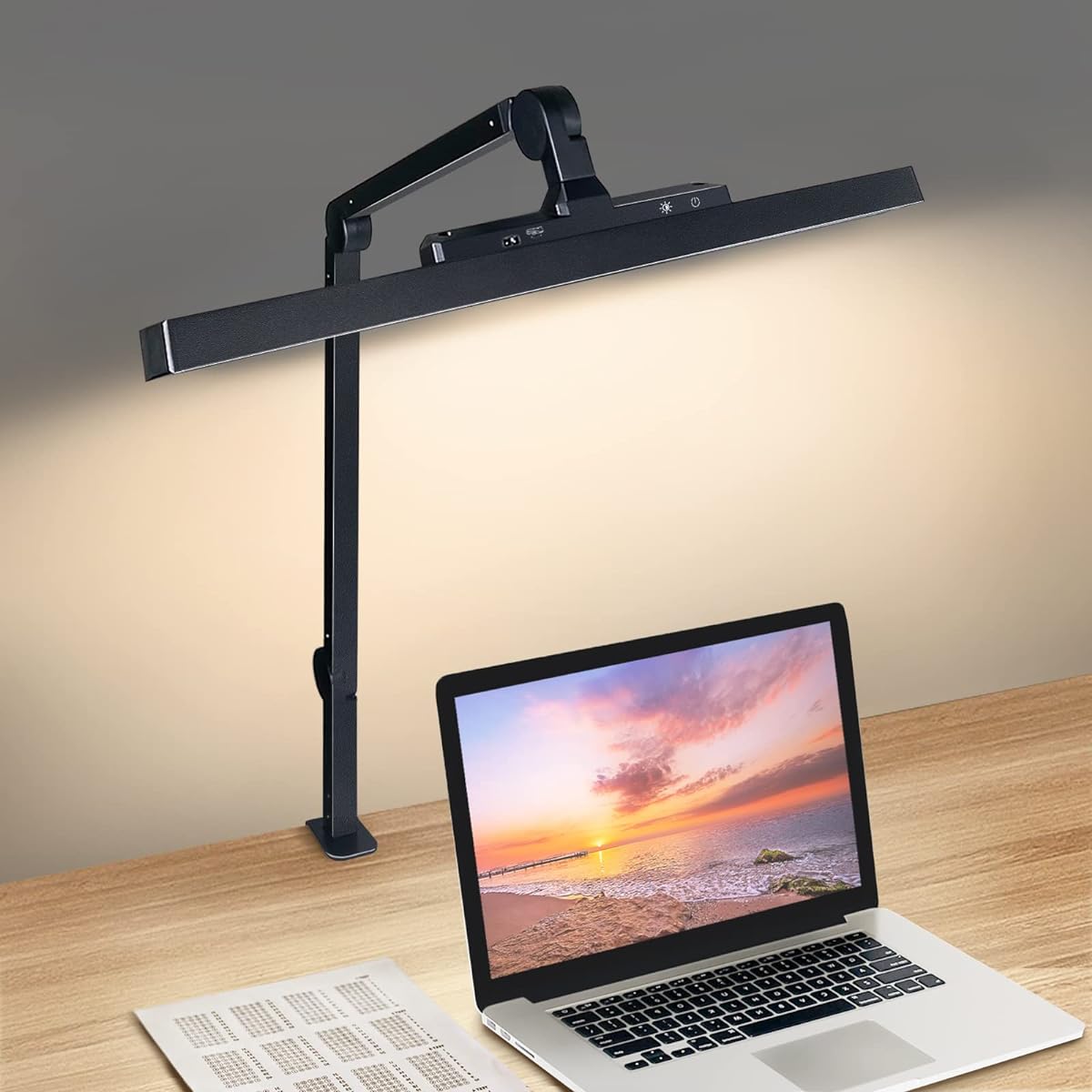 BeaNet Desk Light LED [Eye-friendly 45° Angle / Motion Sensor] 4 Levels Dimming Color Clamp Desk Lamp Reinforced Aluminum Alloy Multi-Angle Adjustment Compact Foldable Tabletop Light Touch Sensor Reading/Study/Work BNT-DEL01