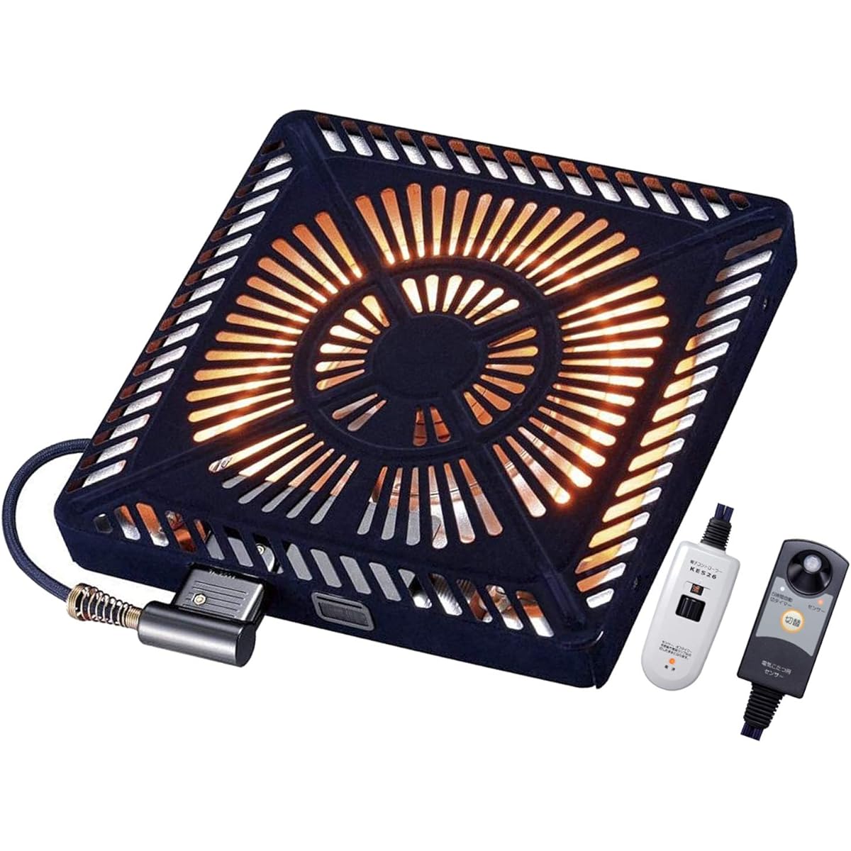 [Yamazen] Kotatsu Replacement Heater 600W U-shaped Halogen Heater Quick Heating Equipped with Human Sensor Fan Type Hot Air Heater with Hand Controller YHF-HDN600HS