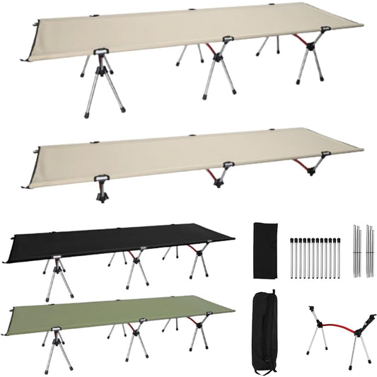 GP Retail Cot Camp Folding Bed 2WAY High/Low Switchable Simple Bed (Black)