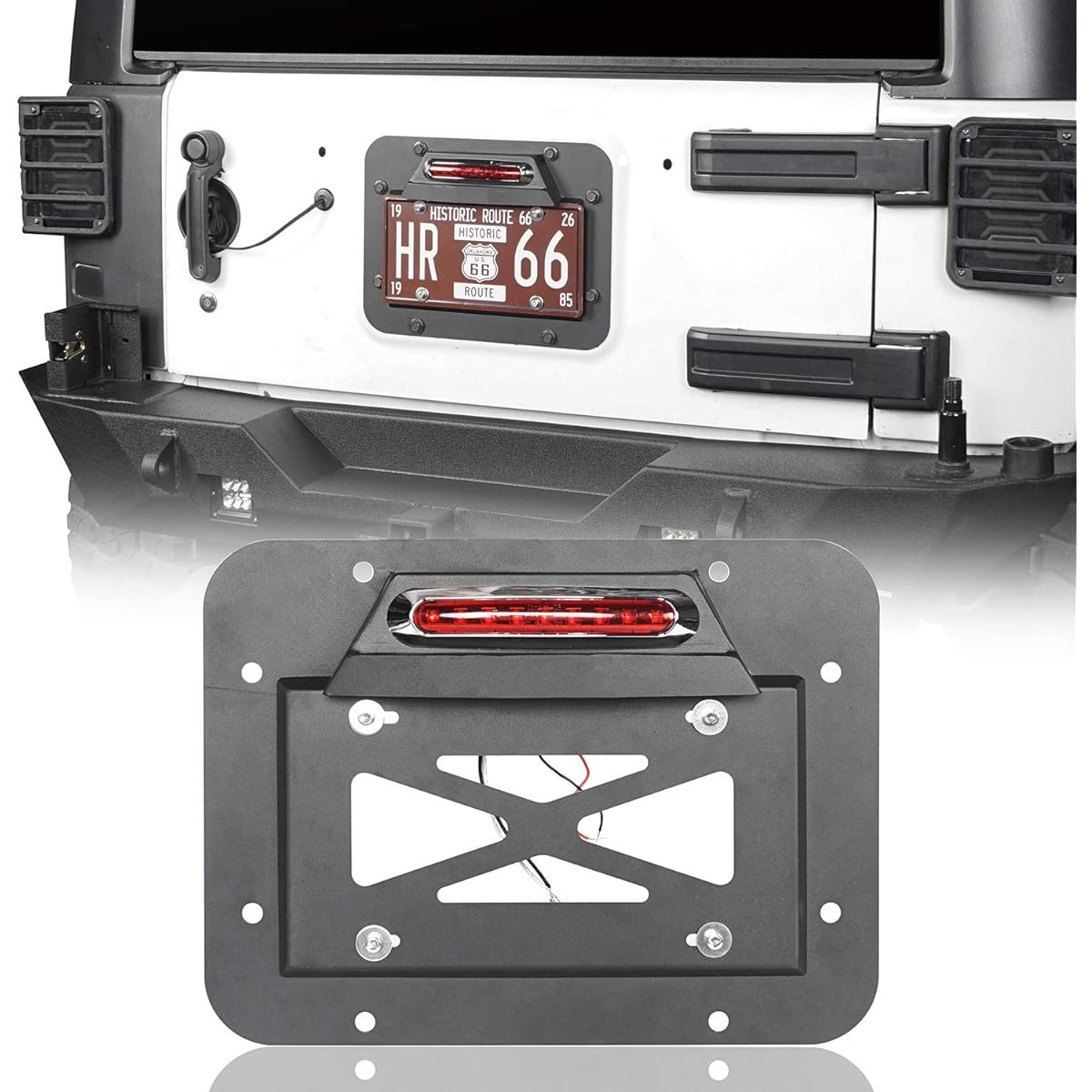 HOKE ROAD WRANGLER Spare Tire Deletion Luminum Plate Redeet Kit Plate Lighting Light & Third Bra Light 2007-2018 Jeep Wrangler JK & Unlimited
