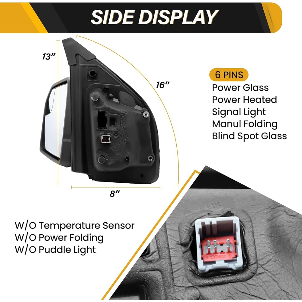 LIWEDFG Mirror Assembly Ford F150 2015 2016 2017 2017 2019 2019 2020 Power Glass Heating In Housing Light Light Corner Left Left Left Ride seat side