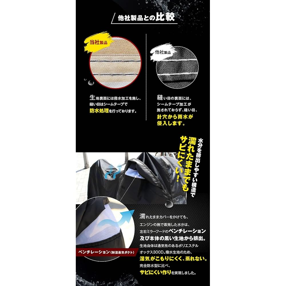 GBT GLOBAL BRIDGE TRADING Bike Cover, Heat Resistant, Waterproof, Non-melting, Super Water Repellent, Ox 300D, Thick, Durable, Body Cover, Wind Fly Prevention, No Stuff, No Theft, Security Bag, 7 Sizes to Choose from (6L)