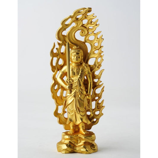 Buddha statue Fudo Myoo 15.5cm (gold plated/24K gold) Buddhist sculptor: Hideun Makita Original model _ (born in the year of the Rooster) Zodiac guardian principal image Zodiac Takaoka copperware (Fudo Myouou)