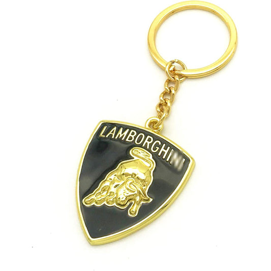 Car logo 3D relief metal emblem key chain key ring Lamborghini (gold)