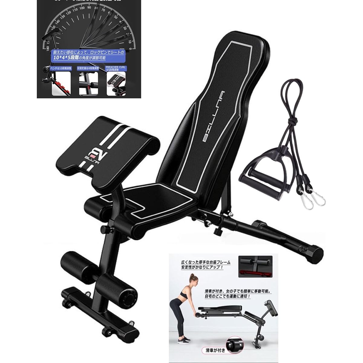 Sit-up bench, flat bench, incline bench, decline bench, dumbbell press, back exercise bench, home gym, multi-position bench, home exercise training, abdominal muscle training, bench, health equipment, diet [1 year international warranty included]