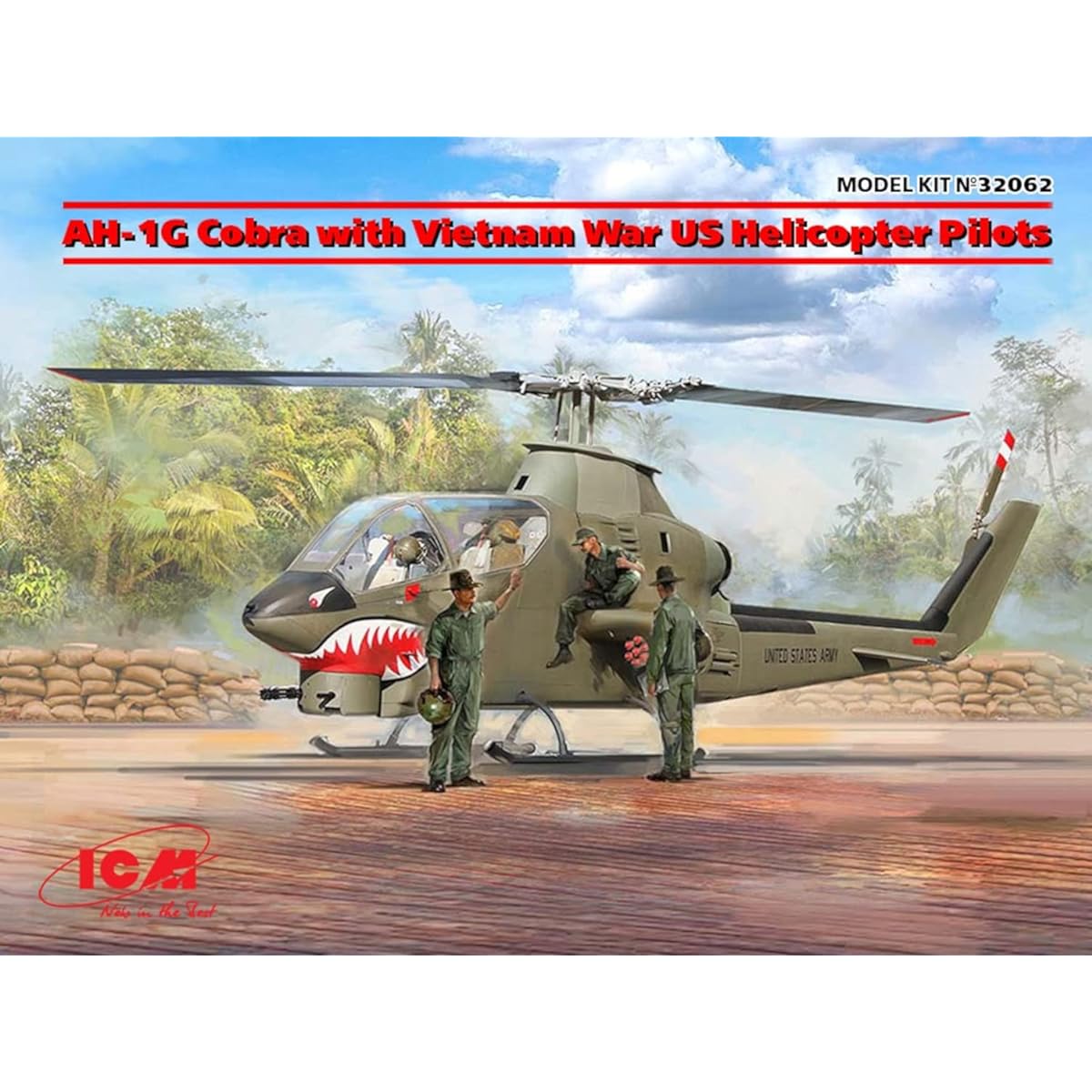 ICM 1/32 US Army AH-1G Cobra w/Vietnam War US Helicopter Pilot Plastic Model 32062