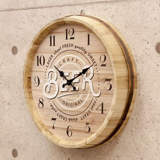 American Barrel Top φ40cm Clock Beer Barrel Wall Clock Clock Goods American Miscellaneous Retro Antique Vintage Style Wall Clock American Miscellaneous Goods (Beer)