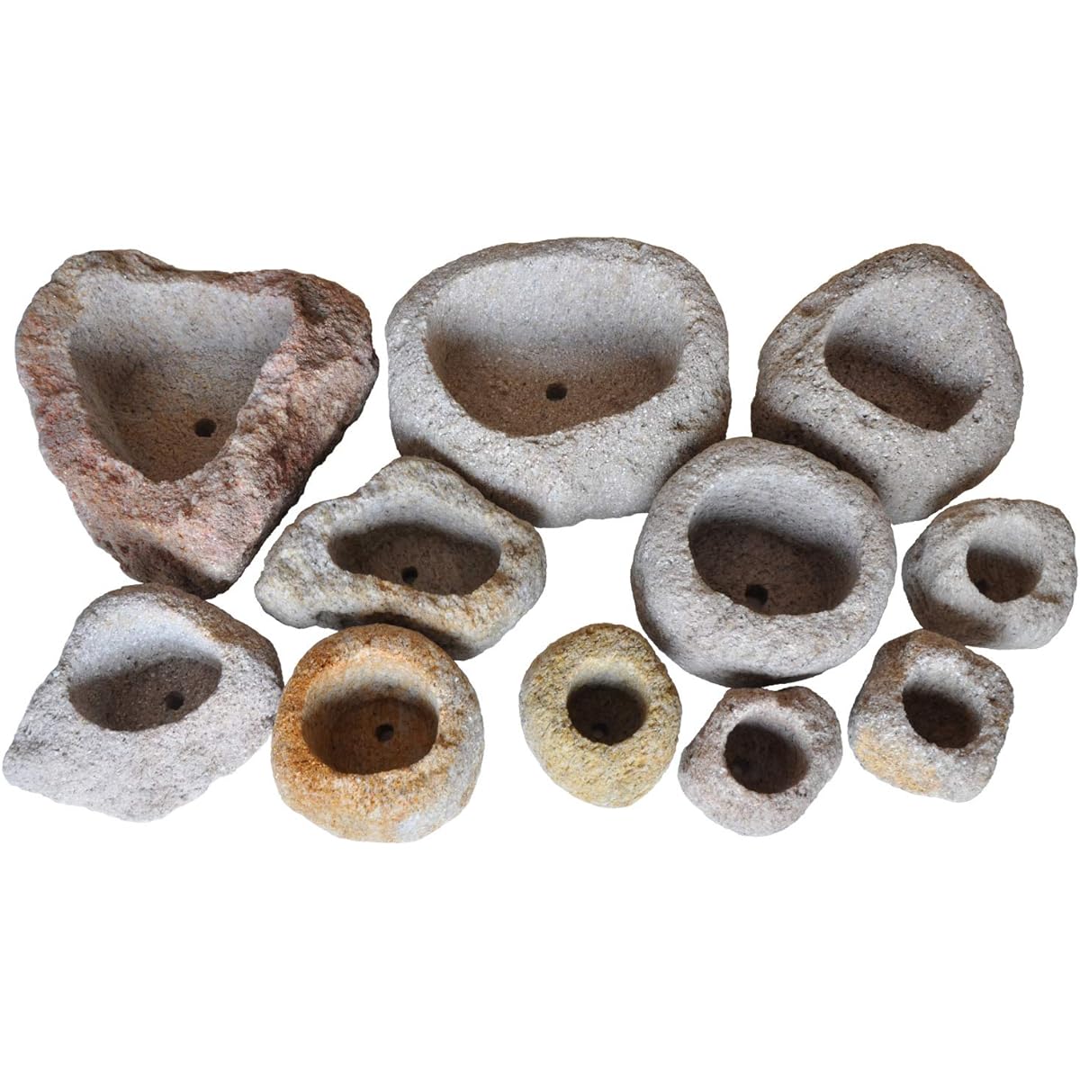 Kobohayachine Anti-Fire Stone (Pumice Stone) Pots S-LL Size Assortment - Set of 11 for Cultivating Wildflowers, Bonsai, and Succulents