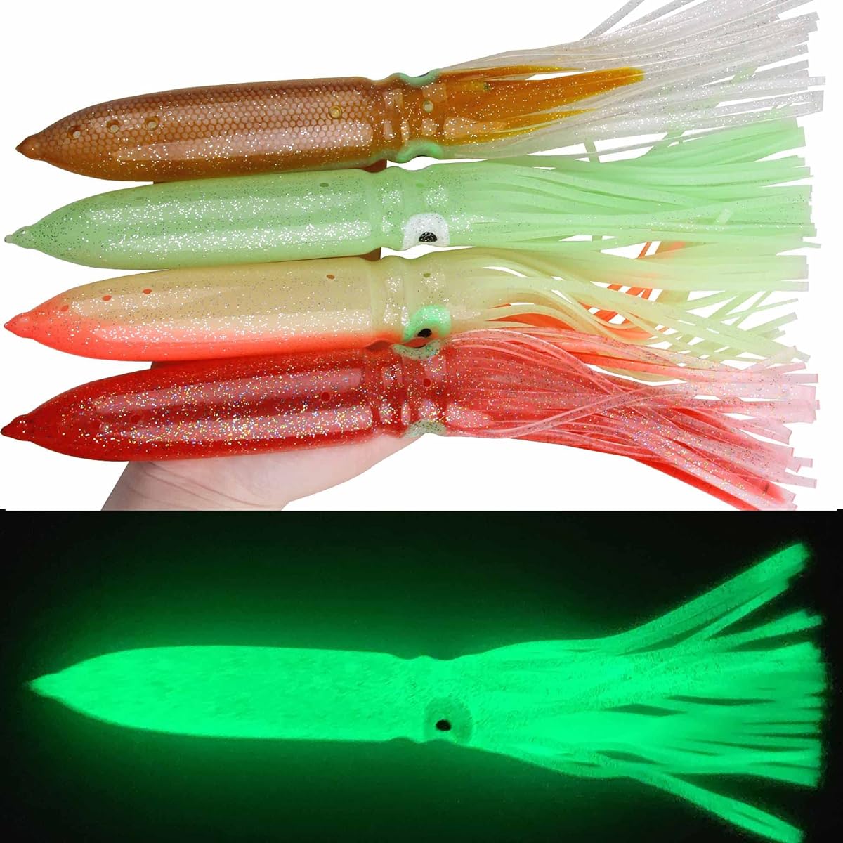 Trolling Lure Squid Bait Squid Shaped Lure No. 10 Big Game Tuna etc. Salt Soft Lure Set of 3/5