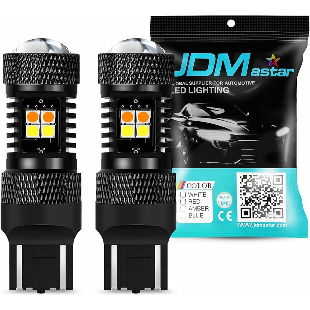 JDM ASTAR Super Bright 3030 Chipset White/Yellow 7443 7444 Switchback LED Bulb with Projector for Turn Signal Light