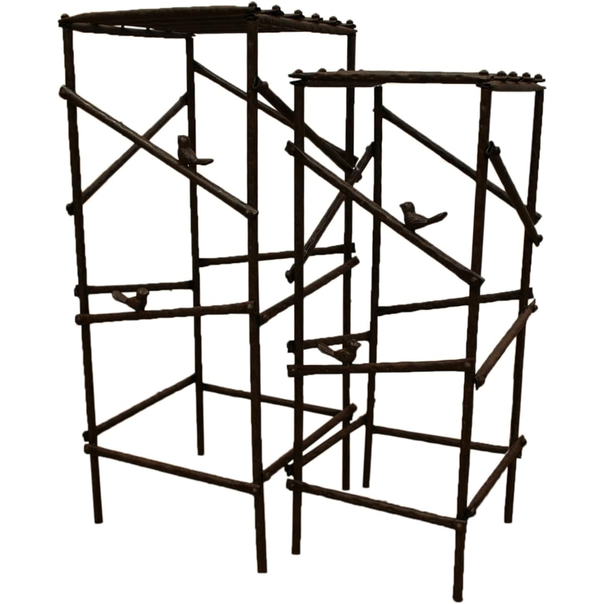 Gardening Flower Stand Twig Style Flower Stand Set of 2 (Small) Approx. 27 x 27 x 66.5cm, (Large) Approx. 32 x 32 x 72.5cm