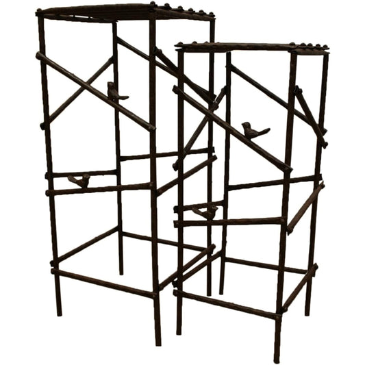 Gardening Flower Stand Twig Style Flower Stand Set of 2 (Small) Approx. 27 x 27 x 66.5cm, (Large) Approx. 32 x 32 x 72.5cm