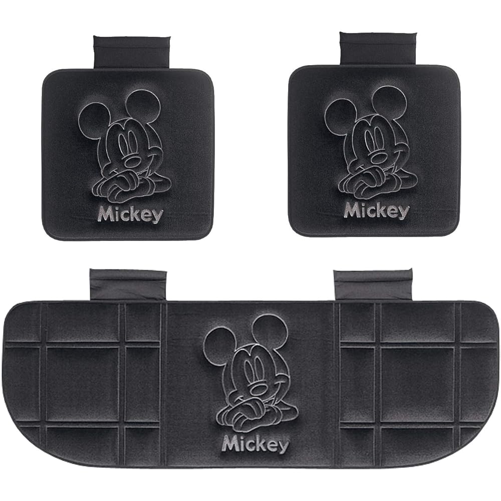 BONFORM Seat Cushion Mickey Press Velor for 1 Light/Regular Car (2 Front Seats & Rear Seat) Set Black 5590-91BK