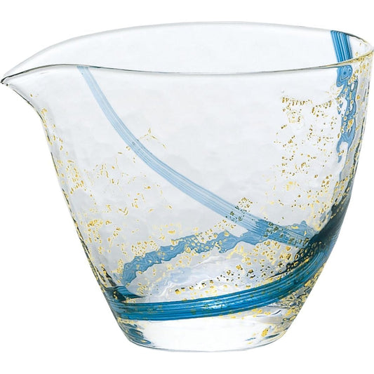 Toyo Sasaki Glass Cold Sake Carafe Blue 300ml Katakuchi Edo Glass Yachiyo Kiln Made in Japan 63700