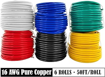 GS Power 16awg ofc Pure Copper Line 6 Roll Combo 300 Feet 12V Car Audio Wiring
