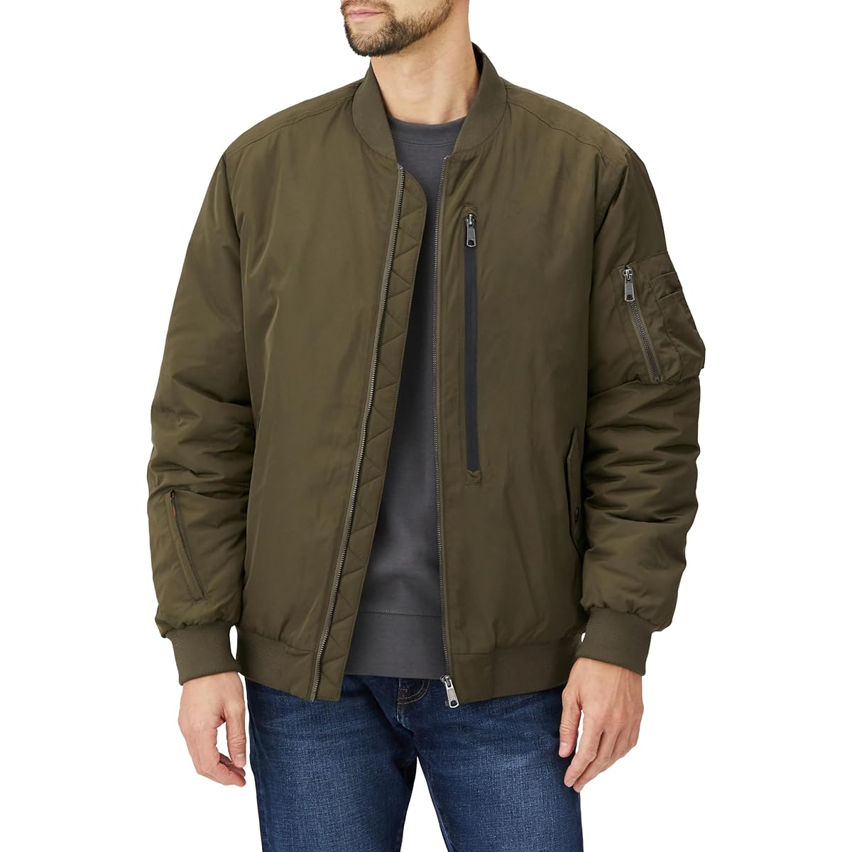 Outer MA-1 Blouson Fly Jacket Water Repellent Puffer Men's with 13 Storage Pockets