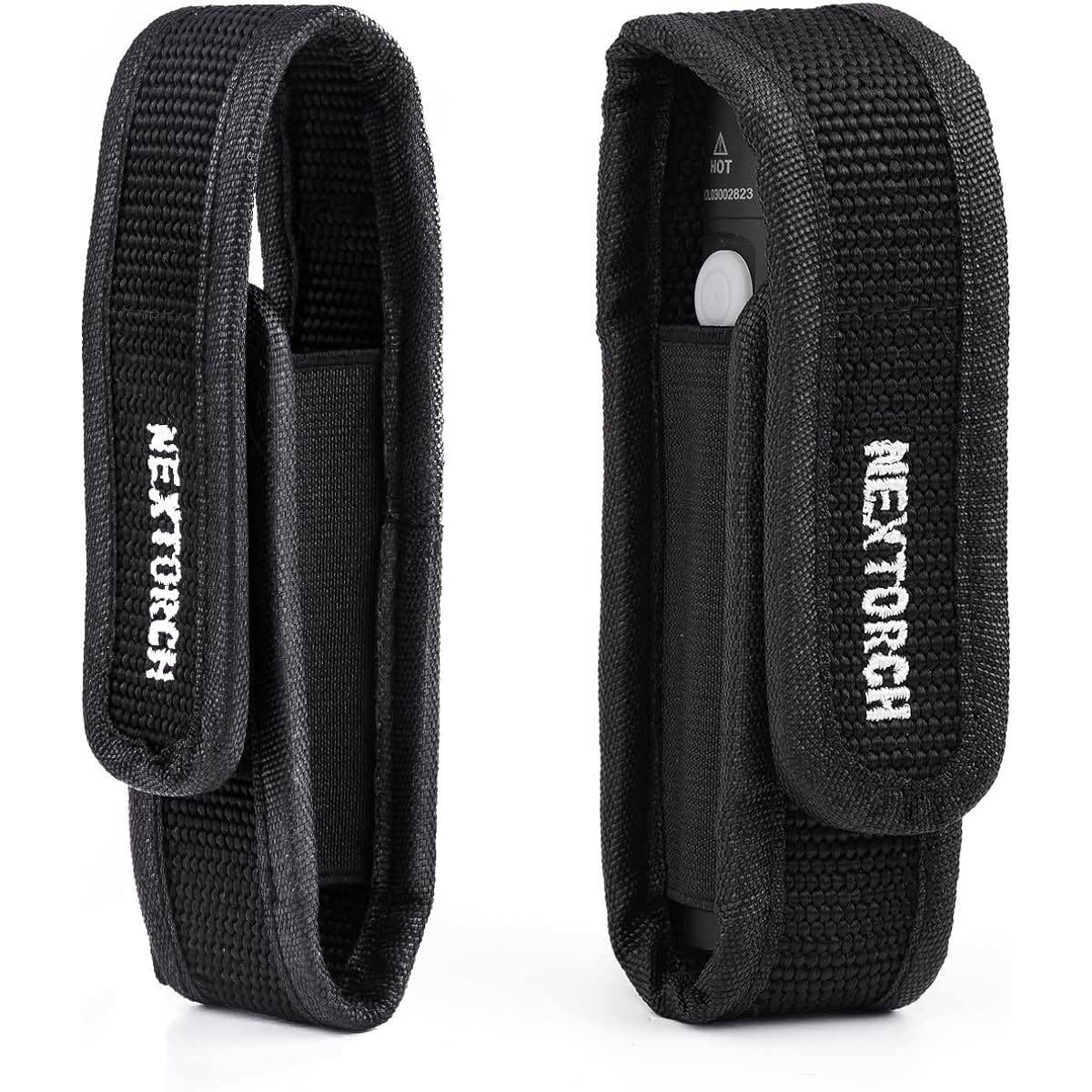NEXTORCH Flashlight Pouch [Set of 2] Nylon, Elasticity, Durability, Small Light Pouch, Portable, Convenient, Outdoor, Walking, Climbing (Flashlights with a diameter of 3.5cm or less can be used) Black