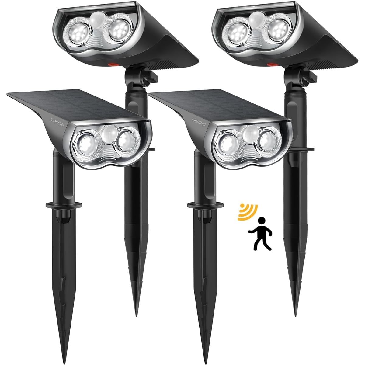 Linkind Advanced Light Solar Light, Outdoor Motion Sensor, Solar Spot, with Motion Sensor, Automatic Lighting, Super Bright, 2-Way Device Method (Ground Insertion Type, Wall Mounted Type), IP65 Waterproof, Disaster Prevention Light, Earthquake, Tsunami,