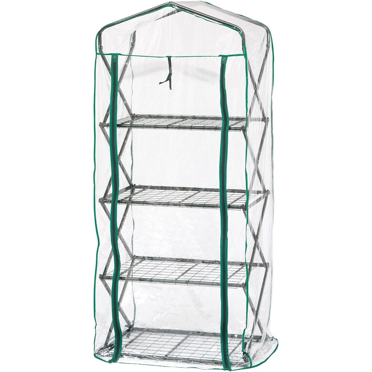 Takasho Greenhouse Fold Vinyl Greenhouse, 4 Tiers, Width 69cm x Depth 49cm x Height 159cm, Easy to Assemble, Cold Protection Cover for Plants, Seedlings [GRH-G04]