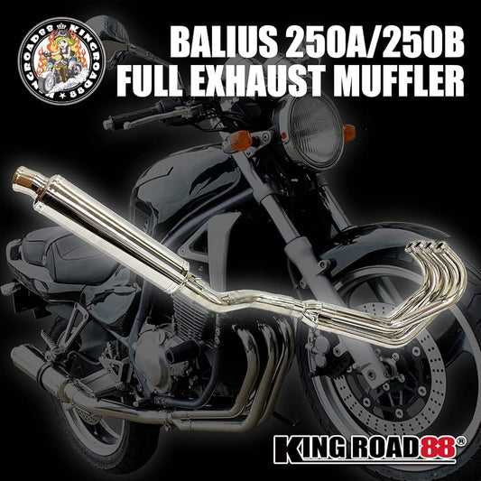 King Road 88 Varios Muffler Type I/Type II Type 1/Type 2 Varios 1 Varios 2 ZR250A/ZR250B KingRoad88 Stainless Steel Full Exhaust Muffler Silver