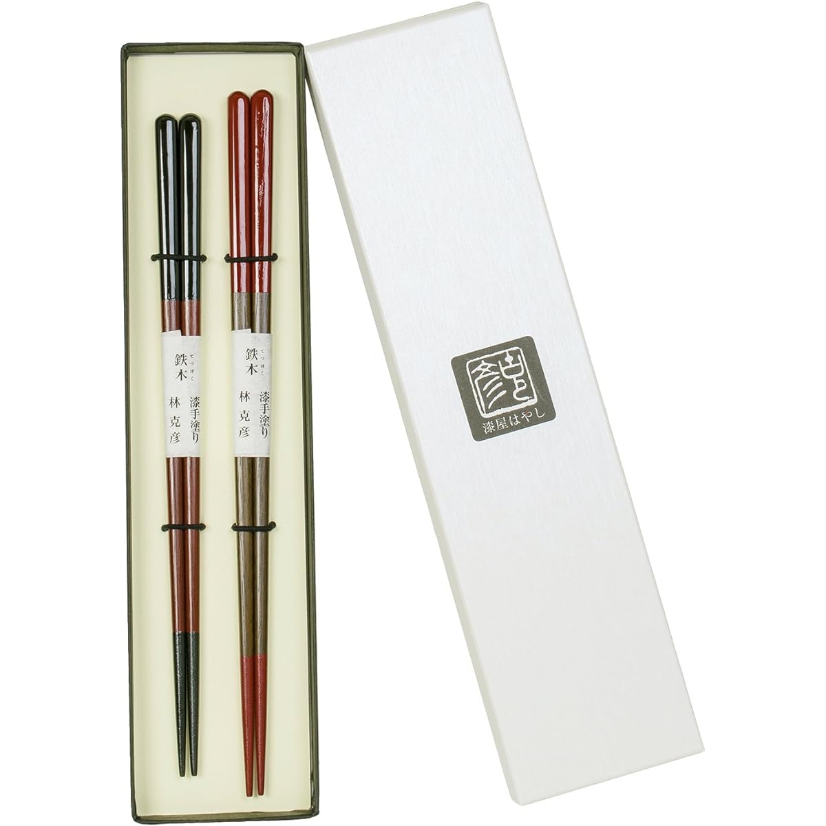 Urushiya Hayashi Chopsticks [Iron wood/Natural wood/Set of 2 (24cm/22.5cm)] Couple chopsticks, Kishu lacquerware, Traditional craft, Hand-painted finish, Chopsticks, Wedding gift, Family gift