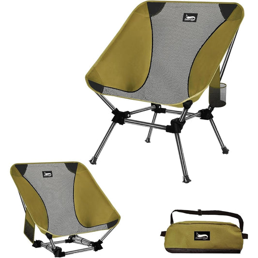 Outdoor Chair 2WAY Grand Low Chair Camping Chair Low Chair Grand Chair Lightweight [Uniquely developed cup holder] With pocket Load capacity 150kg Compact Chair Chair Low type Storage bag included Convenient for fishing, mountain climbing, carrying ST-WB