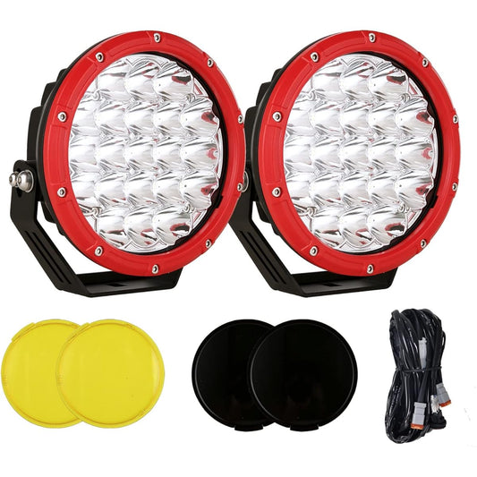 BANSIT 7 inch round LED Off -Light Red 2 pcs 210W 32000LM LED off -road light Super high -brightness off -road light driving light amber -light light wiring with harness 12V 24V pickup truck for UTV for UTV