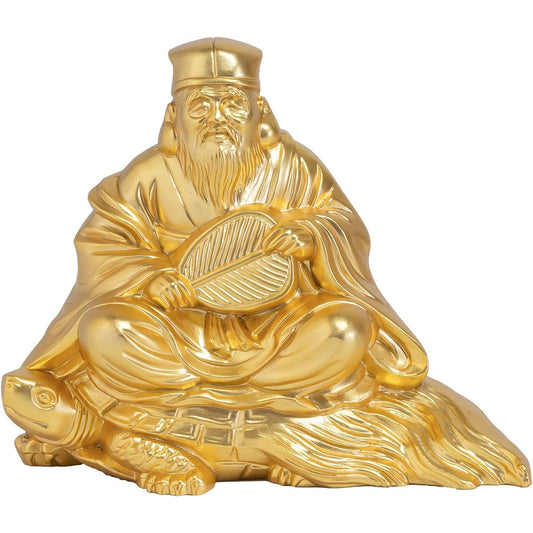 Good Luck Seven Lucky Gods Jurojin (Gold plated/24K gold) Buddhist sculptor: Hideun Makita Prototype_Buddha statue ornament Takaoka copperware (Jurojin 7fg)