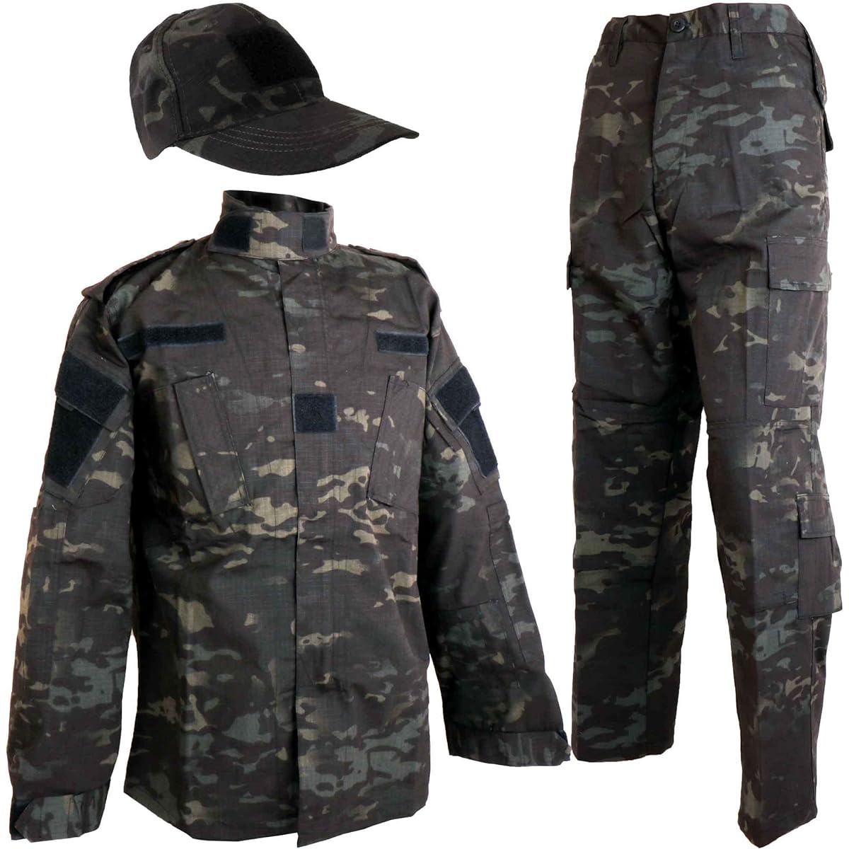 [SHENKEL] Camouflage top and bottom/baseball cap set Multicam black US size S bdu-mcb06-S [Parallel import goods]